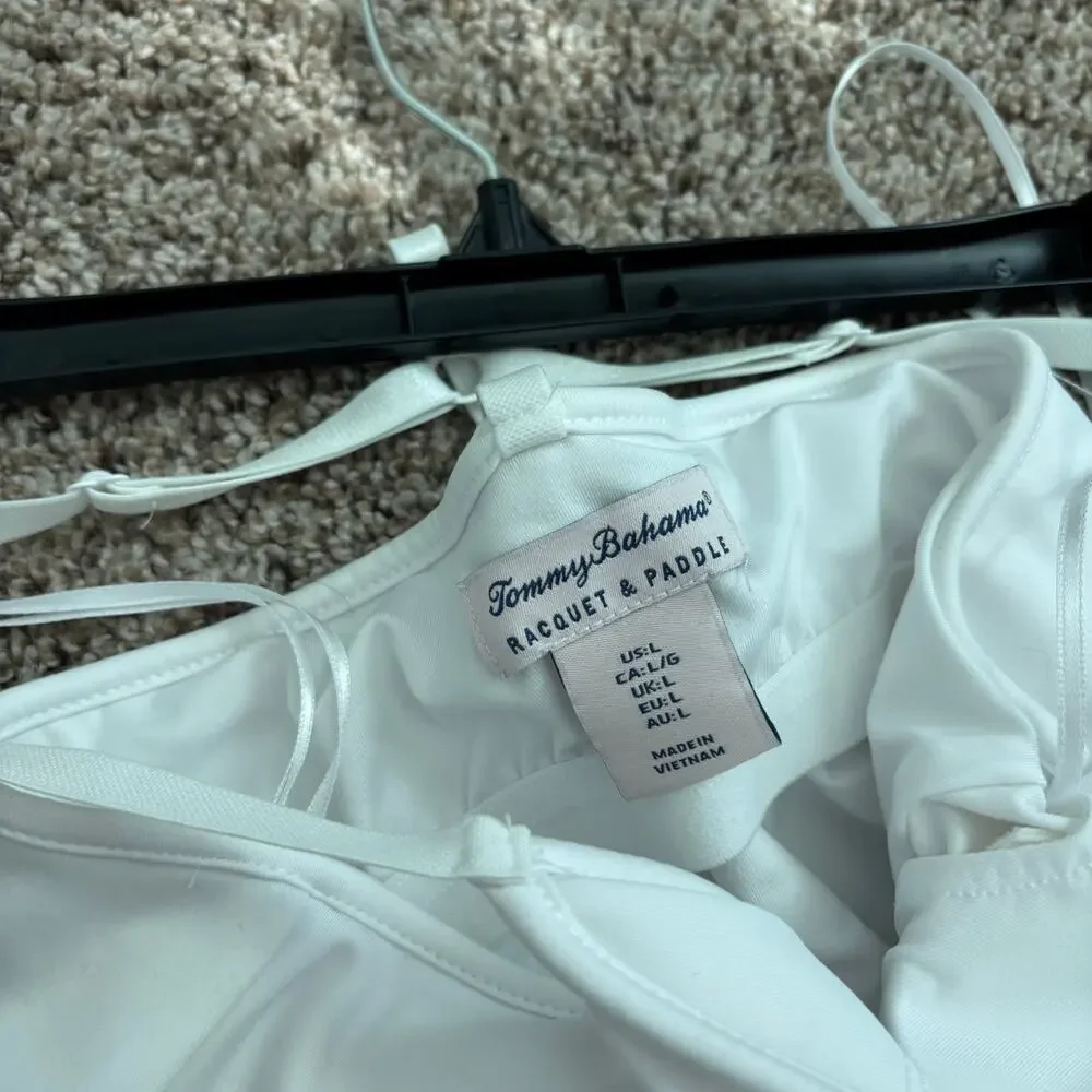 Tommy Bahama White Tennis Golf Racquet & Paddle Dress Sz L Athletic